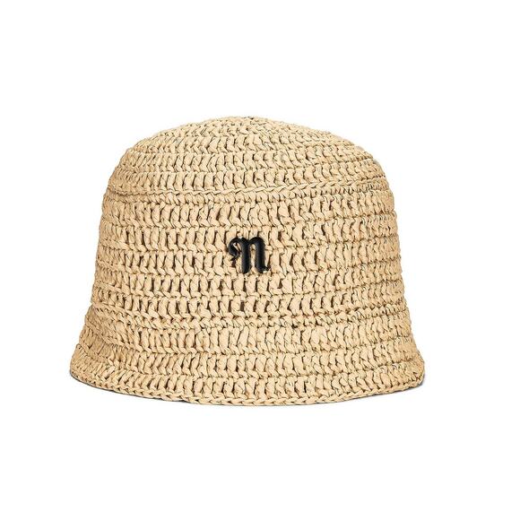 Nanushka Woven Tan Dunia Bucket Hat Size XS / S main image 4